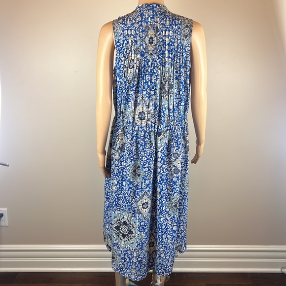 Sea New York Blue Silk Pleated Floral Shirt Dress - Picture 4 of 6